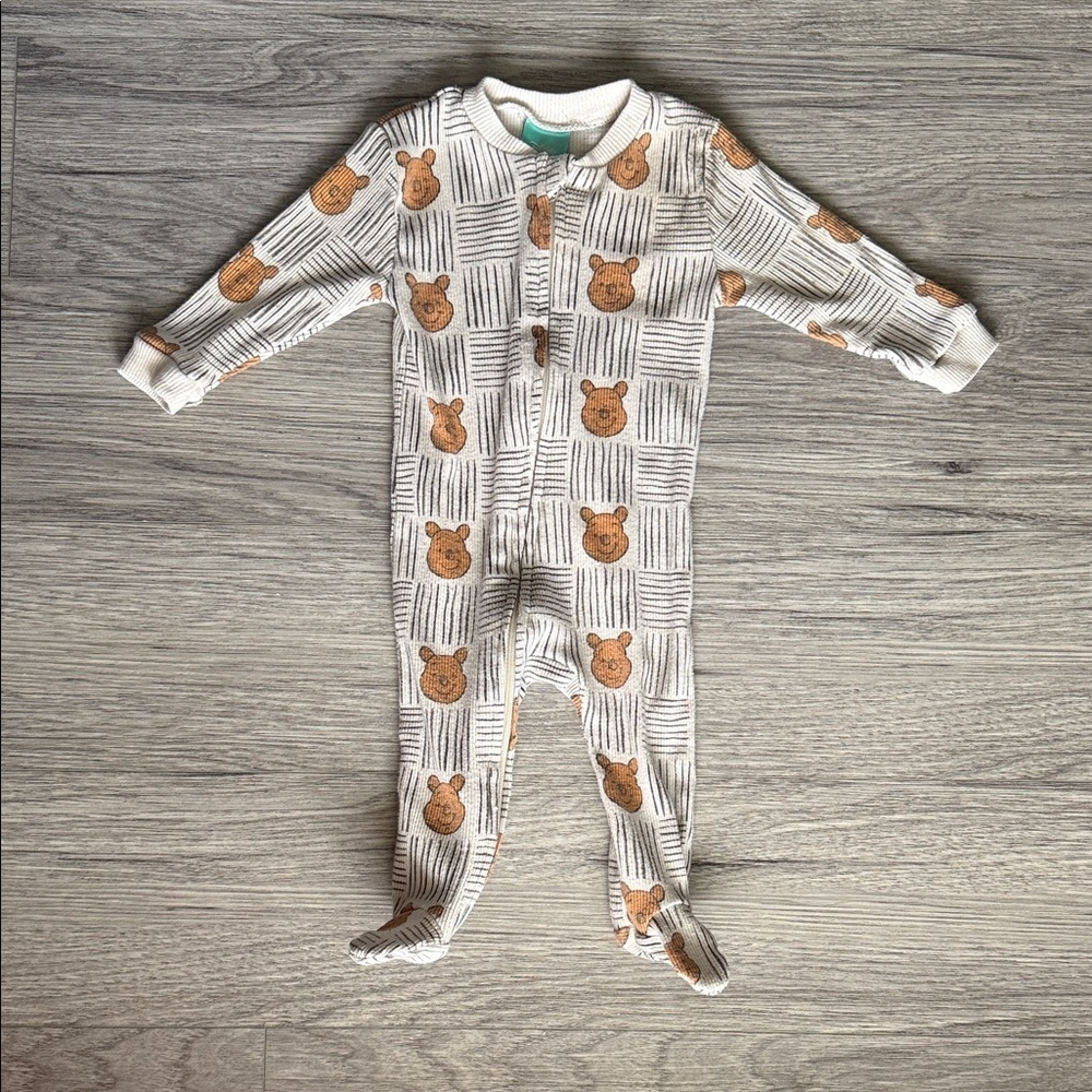 Disney Winnie the Pooh Pattern Kids Footie Pajamas Size 3/6 M